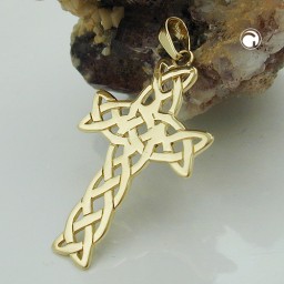 pendant cross polished 9k gold