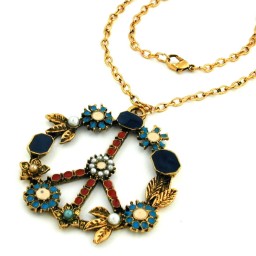 necklace peace sign multi coloured