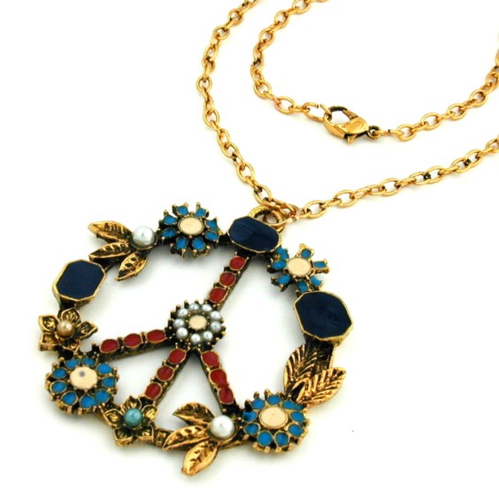 necklace peace sign multi coloured