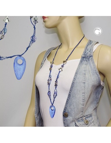 necklace blue and crome-finished beads