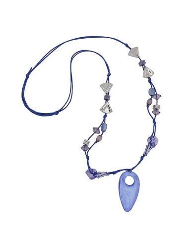 necklace blue and crome-finished beads