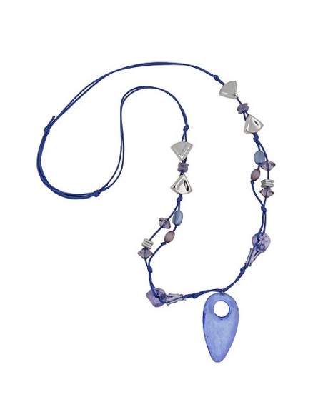 necklace blue and crome-finished beads