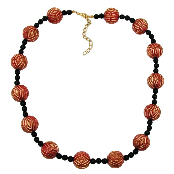 necklace designer beads red/gold-coloured black