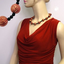 necklace designer beads red/gold-coloured black