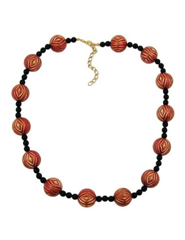 necklace designer beads red/gold-coloured black