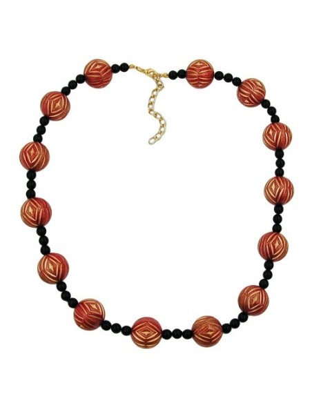 necklace designer beads red/gold-coloured black