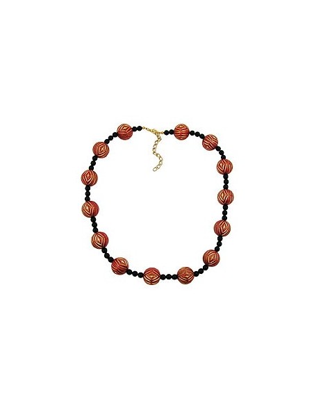 necklace designer beads red/gold-coloured black