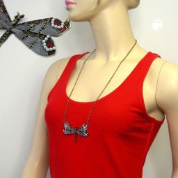 necklace dragonfly purple/grey/red gold coloured