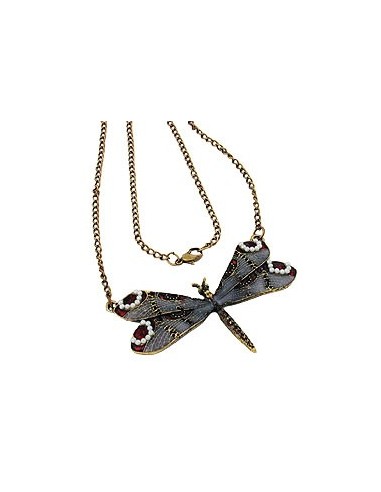 necklace dragonfly purple/grey/red gold coloured