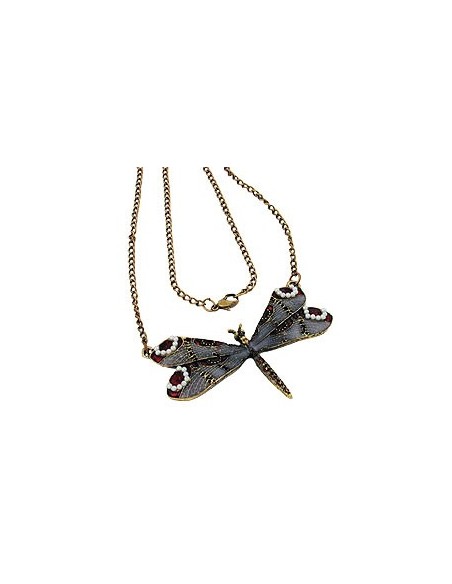 necklace dragonfly purple/grey/red gold coloured