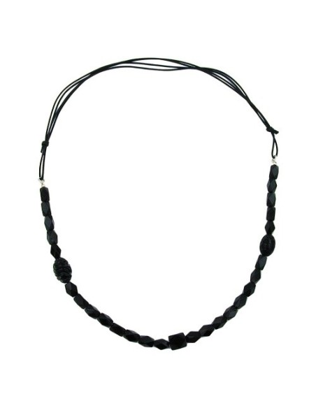 necklace black beads olive shape faceted