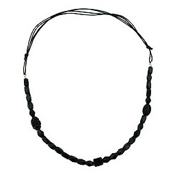 necklace black beads olive shape faceted