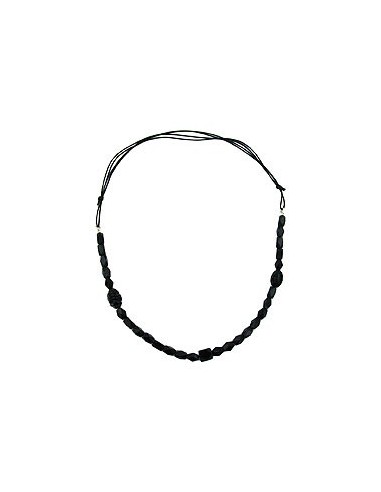 necklace black beads olive shape faceted