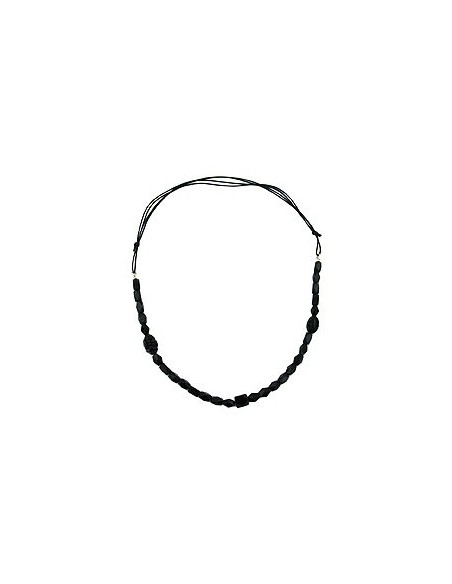 necklace black beads olive shape faceted