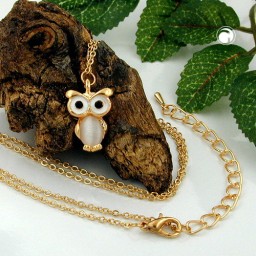 necklace small owl & chain gold coloured