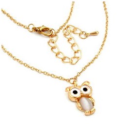 necklace small owl & chain gold coloured