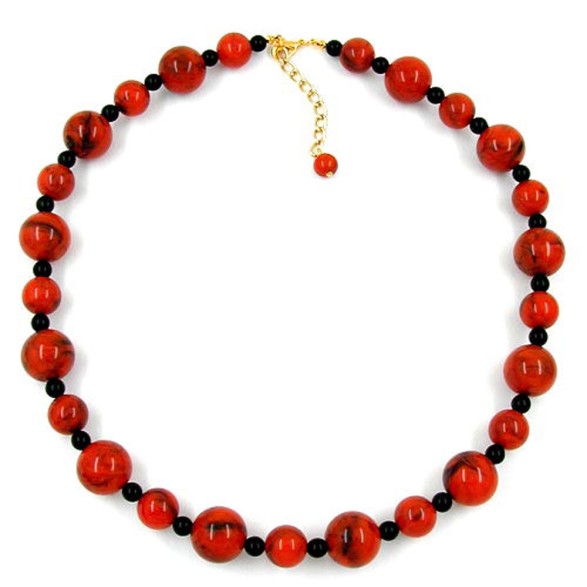 necklace beads red-black 50cm