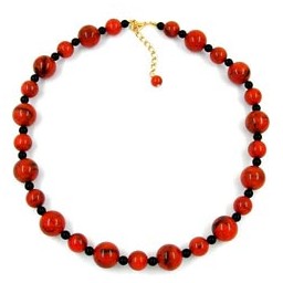 necklace beads red-black 50cm