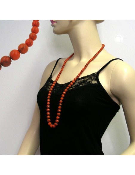 necklace beads red 80cm
