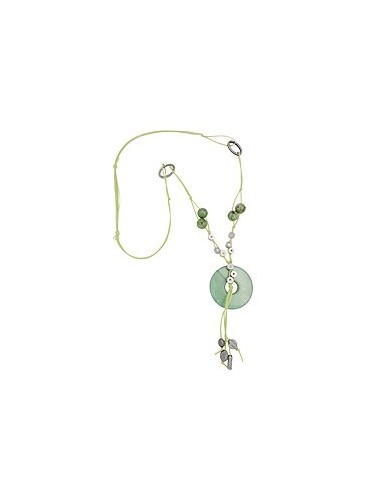 necklace silk-green round pendant