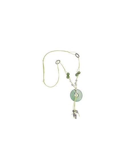 necklace silk-green round pendant