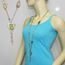 necklace green beads chain links