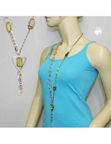 necklace green beads chain links