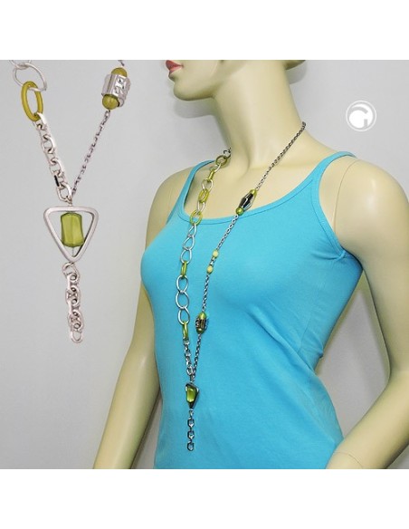 necklace green beads chain links