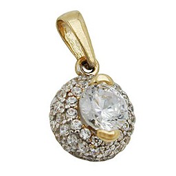 pendant 9mm with many zirconias 9k gold