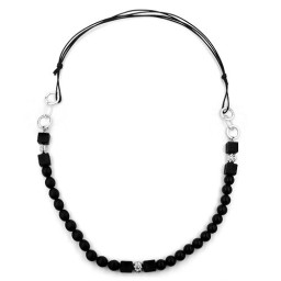 necklace black beads chromed rings & beads