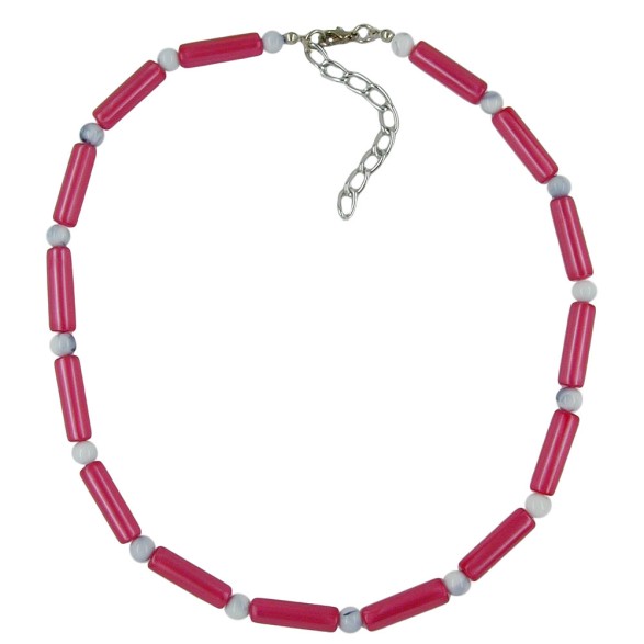 necklace beads red/white silky shimmering