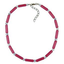 necklace beads red/white silky shimmering