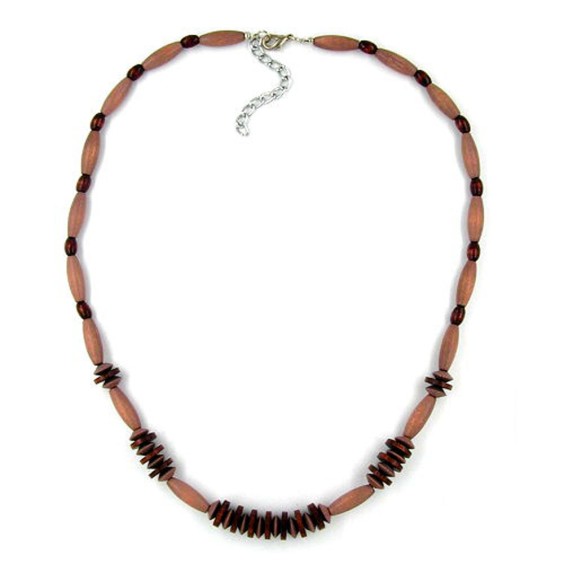 necklace wood brown glossy matte 60cm