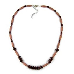 necklace wood brown glossy matte 60cm