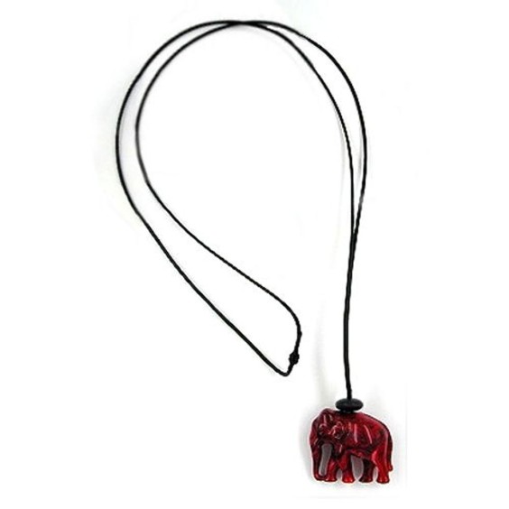 necklace elephant red marbled