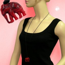 necklace elephant red marbled