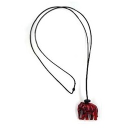 necklace elephant red marbled