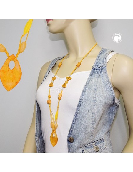 necklace beads and 2-fold cord yellow