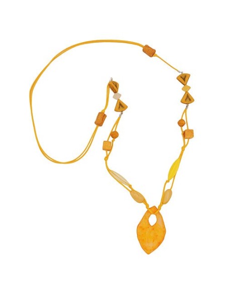 necklace beads and 2-fold cord yellow
