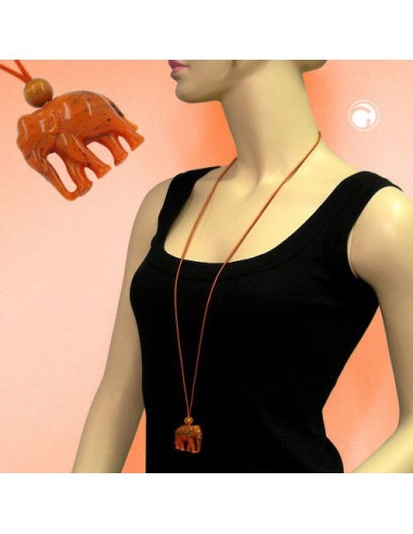 necklace elephant orange marbled