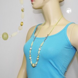 necklace beads light-green-oliv