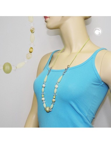 necklace beads light-green-oliv