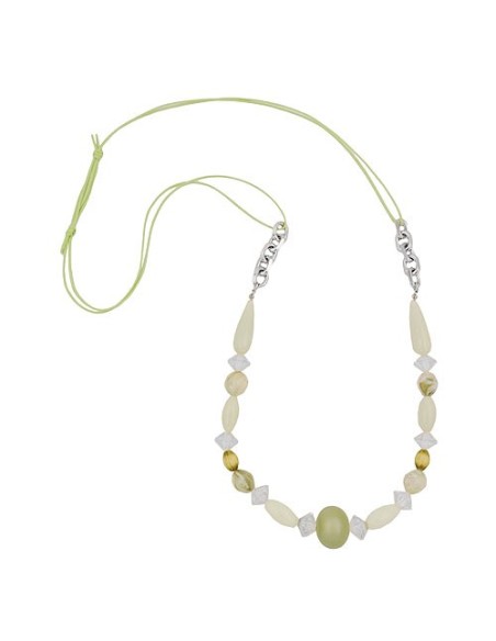 necklace beads light-green-oliv