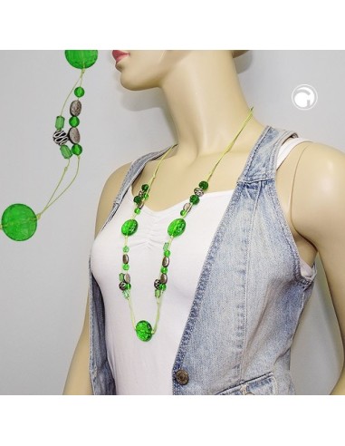 necklace green and antique silver beads