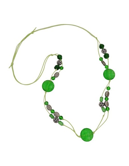 necklace green and antique silver beads