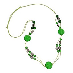 necklace green and antique silver beads