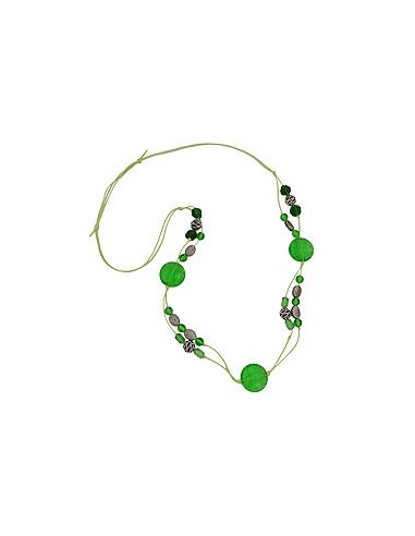 necklace green and antique silver beads