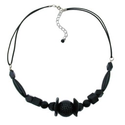 necklace different shaped black beads,