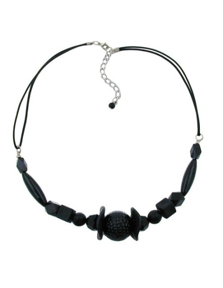 necklace different shaped black beads,