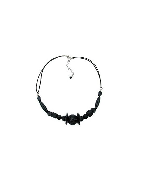 necklace different shaped black beads,
